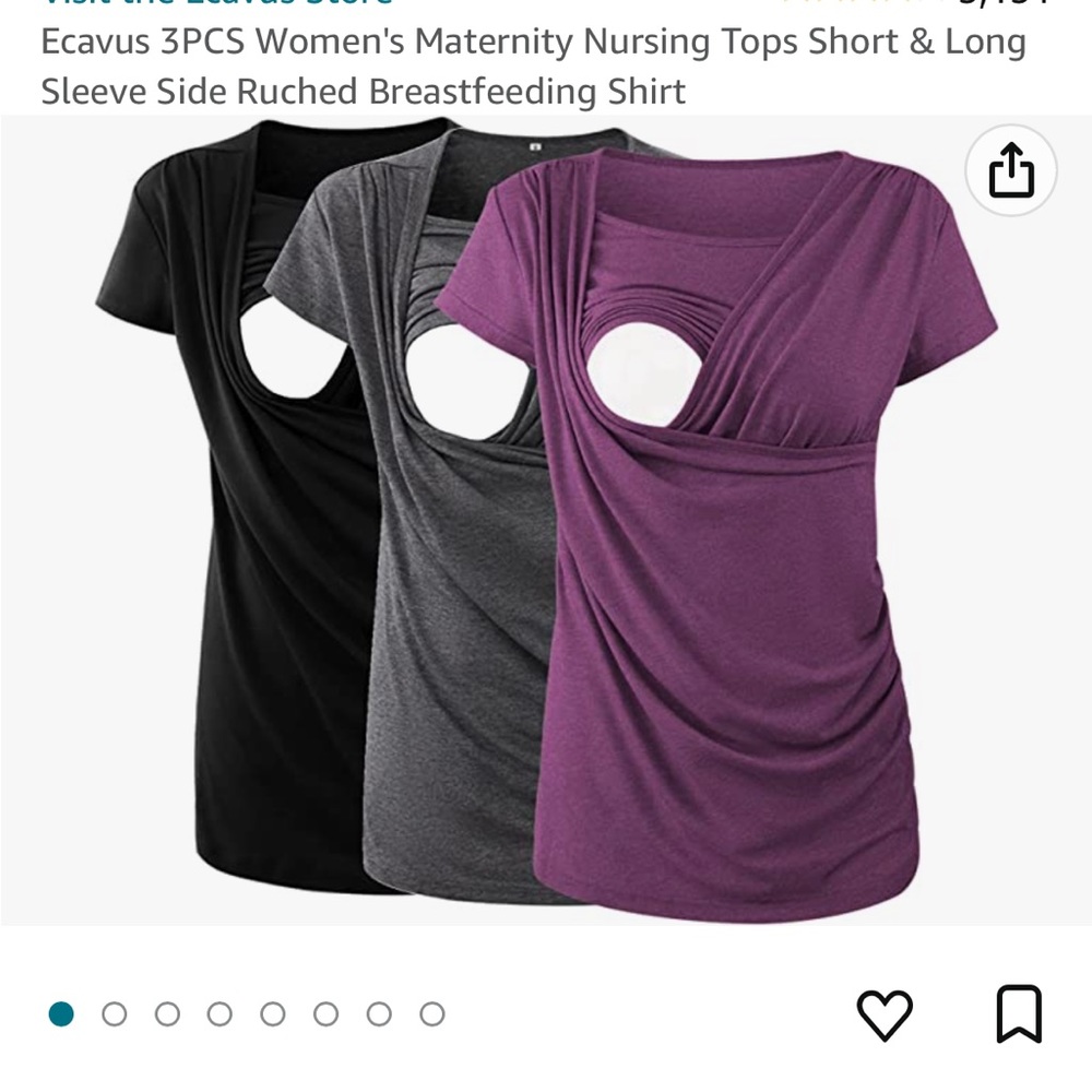 3 short-sleeve nursing tops, NWOT.